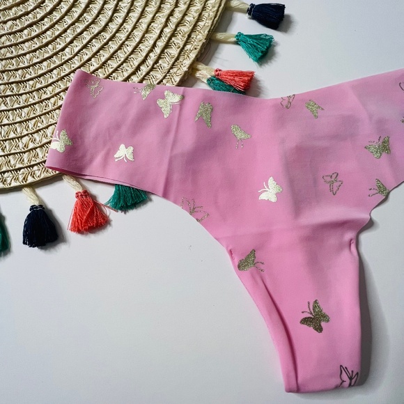 Victoria's Secret Sexy Illusions No Show Thong Panty Pink Flora Butterfly M NEW - Picture 6 of 7